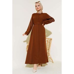 Abaya Marron avec Manches Ornées de Pierre - Product Image 3