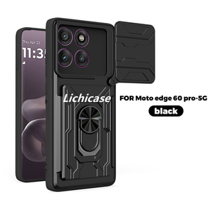 Lichicase coque de téléphone de stockage de carte de support rotatif à haute texture pour Motorola G67 Power Edge70 Armor Case - Product Image 6