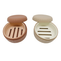 Boîte à Savon de Voyage Portable en Silicone Avec Égouttoir, Récipient de Rangement au Design Moderne, Étui Rond pour la Décoration de Salle de Bain