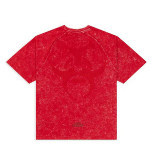 T-shirts pour hommes en coton 100% lavé, coupe ample rouge, style vintage, streetwear décontracté, doux, respirant, écologique, logo personnalisé, 220g - Product Image 3