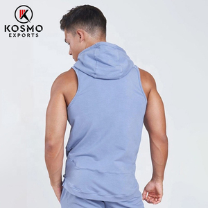 Custom Logo <b>Hoodies</b> Fitness Sports Tank Top With Hood Gym Training Mesh <b>Sleeveless</b> <b>Hoodies</b> for Men - Product Image 4