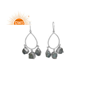 Dernier modèle Boucles d'oreilles en argent sterling oxydé avec pierres précieuses aigue-marine naturelles Fabricant de bijoux - Product Image 1