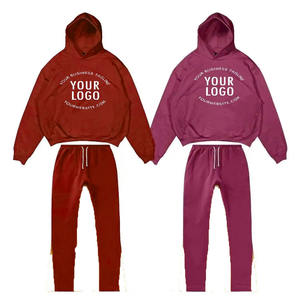 Customizable 100% Cotton <b>Thermal</b> <b>Men's</b> Tracksuit Embossed Printing Hood Jogger <b>Set</b> Winter Sweatpants Private Label ODM Supply - Product Image 6