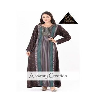 Soft Cotton Muslim Jalabiya (<b>Kaftan</b>) Long Maxi for Women Long Sleeves Embroidered Neck <b>Plus</b> <b>Size</b> Breathable Modest Everyday - Product Image 3