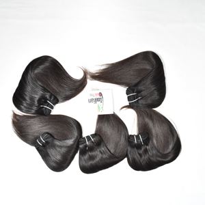 Extensions de cheveux naturels indiens Remy à double trame, lisses, à clipser, couleur noir naturel, non traités - Product Image 5