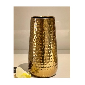 Vase à fleurs en métal martelé, finition miroir, pour mariage, fête, décoration de la maison - Product Image 2