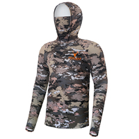 Vêtements de chasse à capuche avec impression par sublimation, performance de tir, UPF50+, manches longues, camouflage, chemise de chasse et de randonnée rafraîchissante