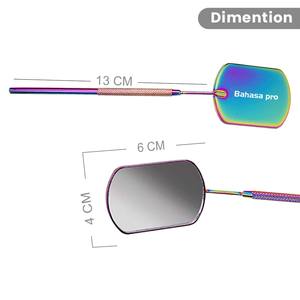 Miroir à cils carré en acier inoxydable couleur plasma arc-en-ciel avec longue poignée, miroir à cils privé par Bahasa Pro - Product Image 3