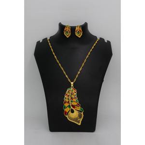 Women's Traditional Gold Plated Flower <b>Butterfly</b> Design Fancy Trending Chain Pendant Set Strand Type Fashionable Classic Style - Product Image 3