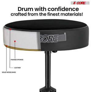 5 Core <b>Drum</b> Throne 3 Thick Padded Memory Foam Comfortable Drummer Stool 330Lb Capacity Adjustable - Product Image 4