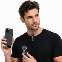 Mini Microfono per iPhone e Android, a Batteria, con Cancellazione del Rumore, Microfono Lavalier Wireless, Microfono Clip-on Professionale per Creatori e Vlogger