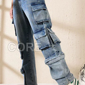 กางเกงยีนส์คาร์โก้ผู้ชายแบบมีกระเป๋าหลายกระเป๋า - Product Image 4