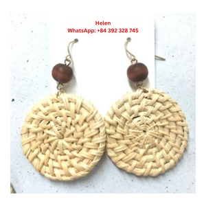PENDIENTES DE RATTAN VENTA CALIENTE ARTESANÍA-ACCESORIOS DE ESTILO BOHO DE RATTAN VENTA BARATA MUESTRA GRATIS - Product Image 2