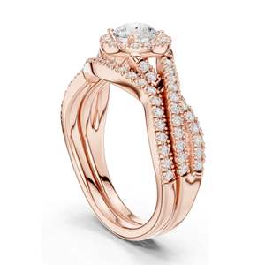1.242 CT Round Brilliant Lab Diamond Halo Engagement <b>Ring</b> <b>Set</b> VVS-VS EF Clarity 18KT, 14KT, 10KT <b>Gold</b> & 925 Silver Rose, - Product Image 5