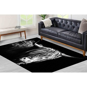 Tapis Vache des Highlands : Tapis imprimé animal motif bison, tapis fin non tissé - Product Image 3