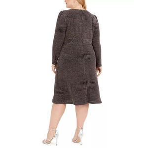 Abito da donna R&M Richards taglie forti, comodo, in maglia glitterata, modello A-Line, colore antracite, taglia 14, con vita naturale - Product Image 2