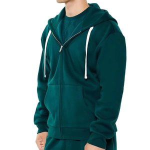 High Quality 100% Cotton French Terry Pullover Custom Logo Zip <b>Hoodie</b> Heavyweight Oversized for Men - Product Image 1