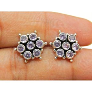 925 Sterling Silver <b>Fine</b> <b>Stud</b> <b>Earrings</b> Handmade Pink Zircon Gemstone Faceted Pink Zircon <b>Earring</b> <b>Stud</b> Elegant Gift for - Product Image 3
