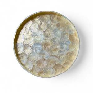 Plateau de service artisanal en nacre Plateau décoratif Écologique Incrustation de coquillages naturels Cuisine Maison - Product Image 6