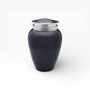 Urna Funeraria Plateada Champán con Detalle de Línea Triple Negra, Acabado Liso y Forma Conmemorativa Tradicional - Product Image 6