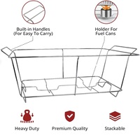 Support de buffet pliable en acier inoxydable avec grille métallique, cadre chromé intégré, à un seul niveau, pour événements commerciaux et fêtes à domicile