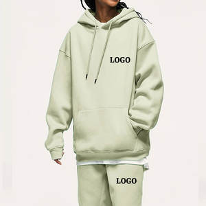 Chándal de lana informal de 2 piezas personalizado para mujer profesional, conjuntos de chándal, Tops largos, patrón sólido para correr en invierno - Product Image 2