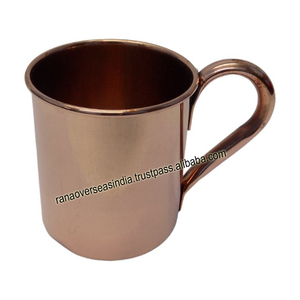 Nouvelle conception plaine pur cuivre métal moscou Mule tasse forme cylindrique avec poignée pour vin café boisson et cadeaux - Product Image 3