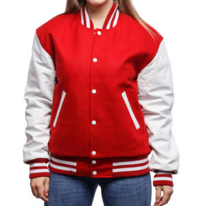 Veste universitaire en cuir pour femmes de qualité supérieure personnalisée avec broderie et boutons à col en V - Product Image 1