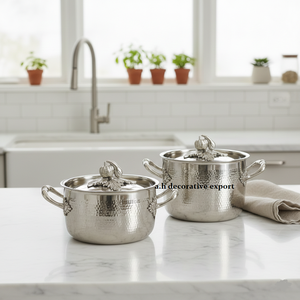 Ensemble de casseroles et poêles de luxe 4 pièces en acier inoxydable professionnel, finition cuivre martelé, écologique, style européen, Pumpkin Harvest - Product Image 4