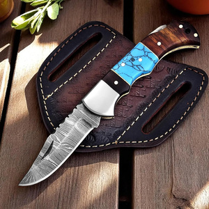 Nuevo Cuchillo Plegable de Acero Damasco Inoxidable, Cuchillo de Bolsillo Portátil de Alta Dureza para Acampar al Aire Libre, Cuchillo para Frutas, DIY Industrial OEM - Product Image 1