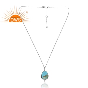 Diseño único 925 Plata Natural Kingman turquesa piedra preciosa colgante collar para mujer diseño personalizado joyería proveedor - Product Image 2