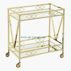 Chariot de service de nourriture de luxe de qualité supérieure attrayant nouveau look modèle moderne métal et verre meubles chariot de service de nourriture - Product Image 6