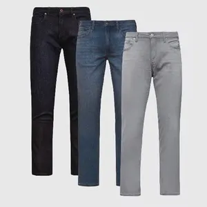 جينز بتصميم كلاسيكي مزين وبمقاس مناسب للرجال جينز بثلاثة قطع بجيب كبير جانبي مقاس موحد مخصص جينز أزرق مستقيم من الدنيم للرجال