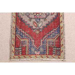 Vintage 1.7x3.1 ft Rug, Turkish Rug, <b>Red</b> Floral Rug <b>Wool</b> - Product Image 5