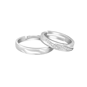 Anillos de boda de compromiso de pareja de moda de lujo de Plata de Ley 925 con diamante para mujeres y hombres-joyería de regalo - Product Image 2