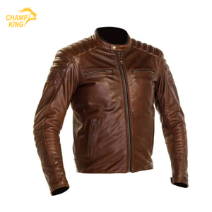 High Quality <b>Vintage</b> Style <b>Leather</b> <b>Jacket</b> with Buttons and Zip Closure ODM Supply - Product Image 1