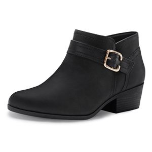 <span class=keywords><strong>Botines</strong></span> Athlefit para <span class=keywords><strong>mujer</strong></span> con tacón bajo y grueso, punta clásica, cremallera lateral, parte superior de PU, forro de cuero, color negro, talla 8.5 - Product Image 1
