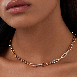 Tuyệt đẹp kim cương giọng kẹp giấy liên kết vòng cổ IGI vvs phòng thí nghiệm phát triển 14k vàng handmade hình chữ nhật liên kết chuỗi cho phụ nữ-ds0307 - Product Image 2