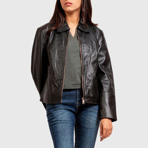 Veste en cuir décontractée pour femmes finition respirante en cuir véritable de haute qualité conception OEM couleur et taille personnalisées - Product Image 3