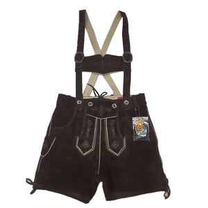 Haute qualité Vintage Style allemand traditionnel Lederhosen femmes en gros courte longueur taille haute tissu Logo bouton lavé - Product Image 4