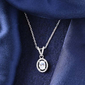 จี้สร้อยคอรูปวงรีประดับโรเดียมเคลือบทองคำขาว - สไตล์ทันสมัย - Product Image 2