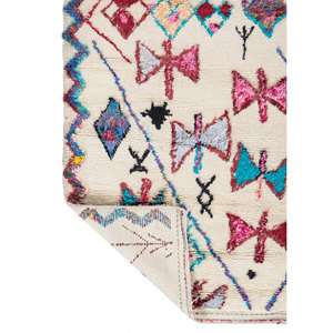 Tapis Zuri grand format en laine et viscose noué à la main, couleur ivoire, motif géométrique AKWV-7001, idéal pour salon ou couloir, pour adolescents - Product Image 5