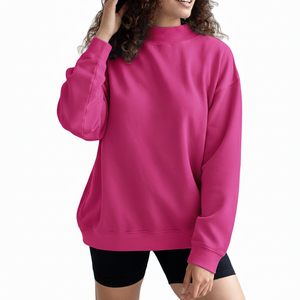 Sudadera de Invierno para Mujer, Cuello Alto Simulado, Felpa de Algodón Suave, 380g, Talla Grande, Ecológica, Antiarrugas, Secado Rápido, con Logotipo Frontal - Product Image 1
