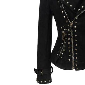 Custom Embroidered Logo Solid Color <b>Long</b> Sleeve Ladies <b>Leather</b> <b>Jackets</b> / Plus Size Women <b>Leather</b> <b>Jackets</b> - Product Image 6