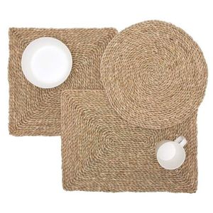 Charmant napperons ronds en jacinthe d'eau faits à la main pour la table à manger avec un design tissé naturel et écologique - Product Image 5