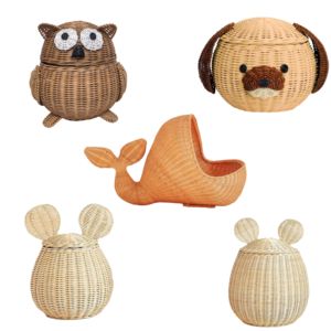 กล่องหวายไม้ไผ่สำหรับตกแต่งรูปสัตว์ที่บ้านเครื่องประดับสำหรับลูกสุนัขของตกแต่งสถานรับเลี้ยงเด็ก - Product Image 1