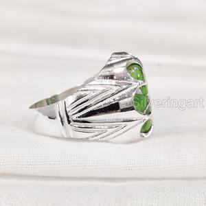 Venta al por mayor Anillo para hombre Cobre verde natural Piedra preciosa turquesa Anillo de piedra natal de Diciembre Joyería fina gitana Anillo de plata esterlina 925 - Product Image 4