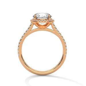 Anillo de Compromiso con Halo de Diamantes Cultivados en Laboratorio de 2 Quilates, Claridad VVS, Oro Amarillo, Rosa o Blanco de 14K/18K, Corte Redondo con Halo en Forma de Cojín - Product Image 4