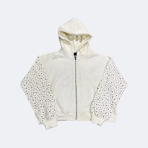 Personalizado 100% algodón sudaderas con capucha fabricantes Streetwear peso pesado bordado desgastado Rhinestone ácido lavado Y2k Zip up Hoodie - Product Image 4