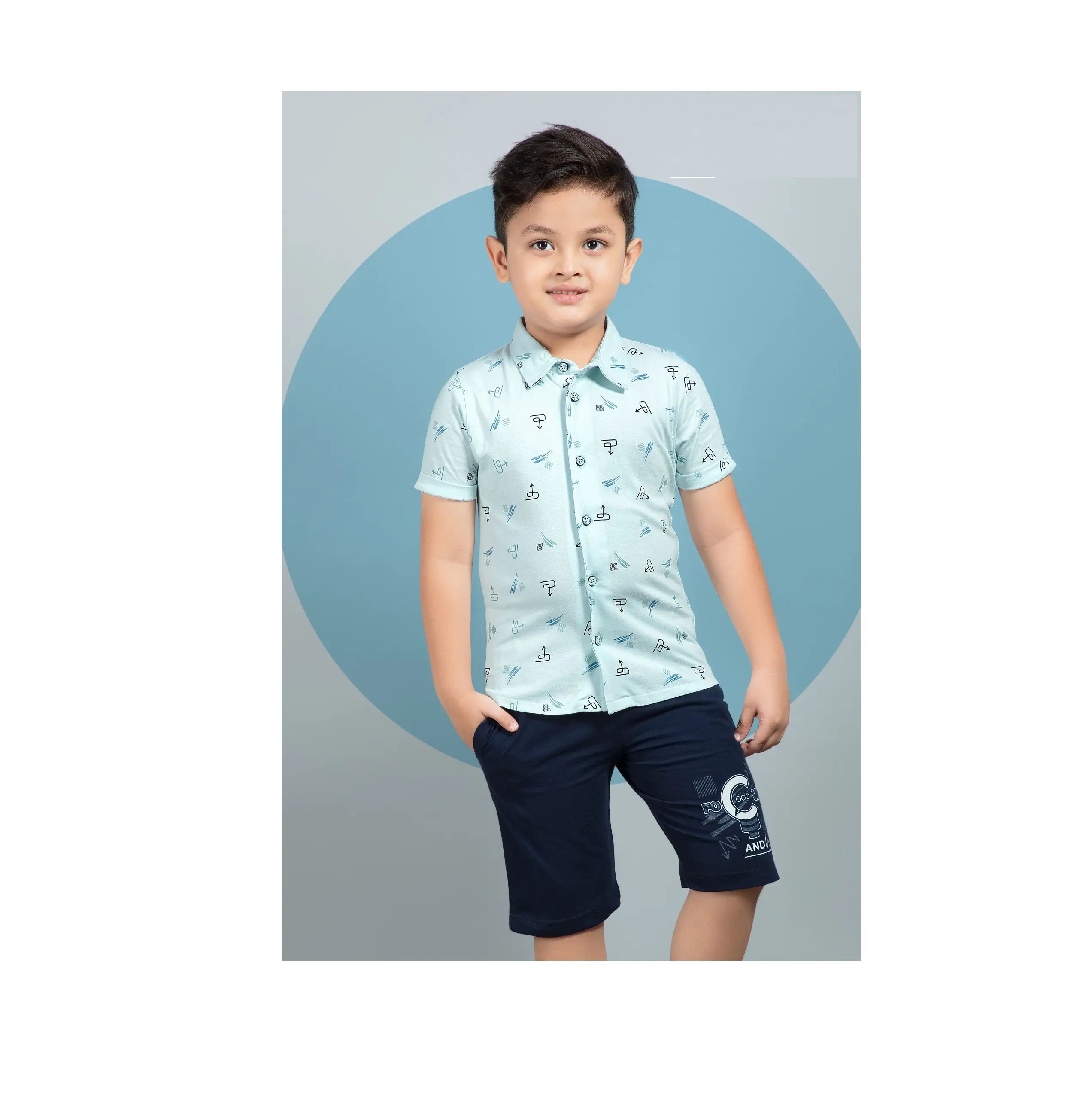 Conjuntos de roupas infantis sólidas para meninos de qualidade de exportação, camisa e calça para bebês, disponíveis a preço acessível na Índia